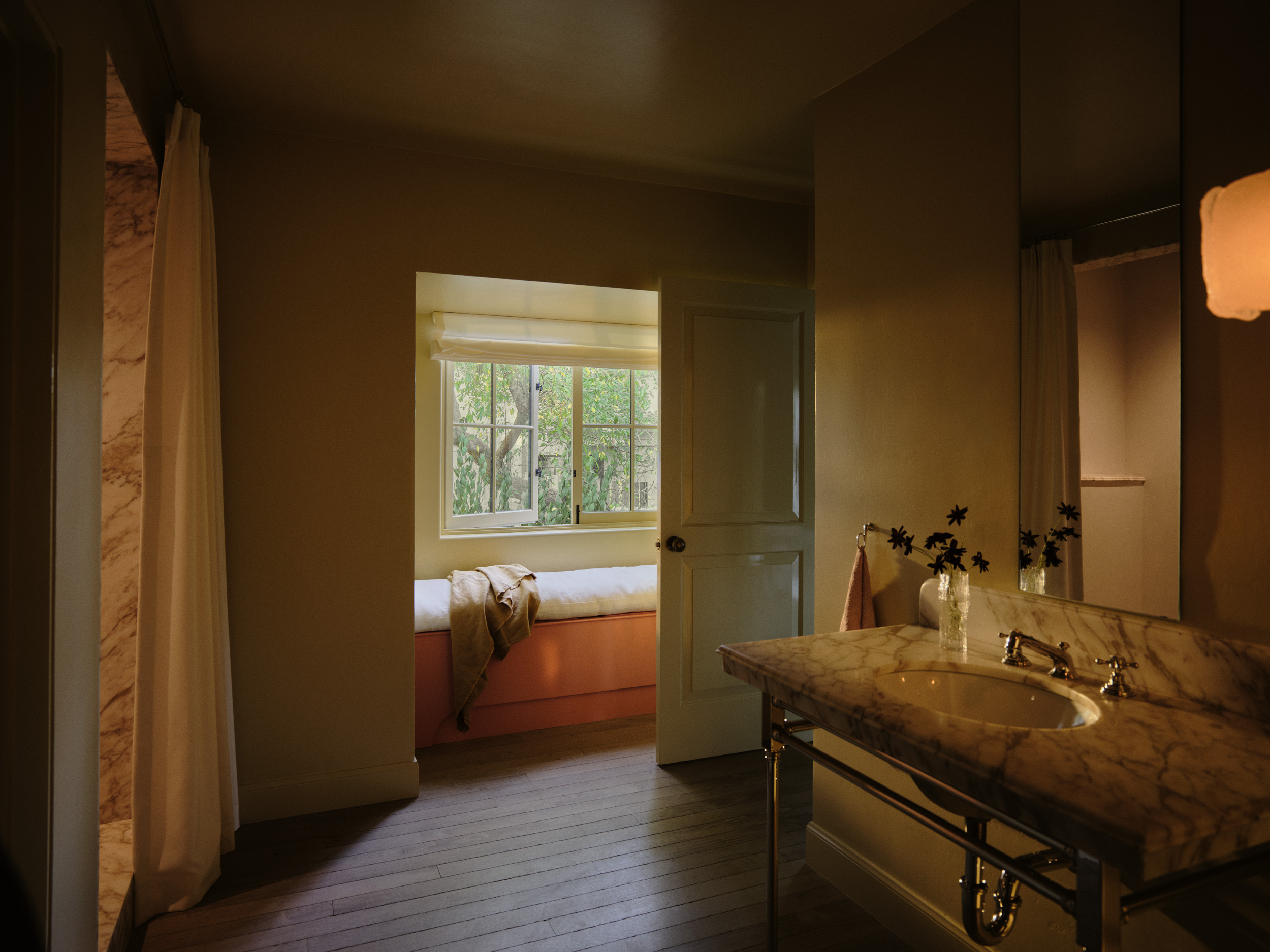 sun dappled interior of a Los Angeles villa