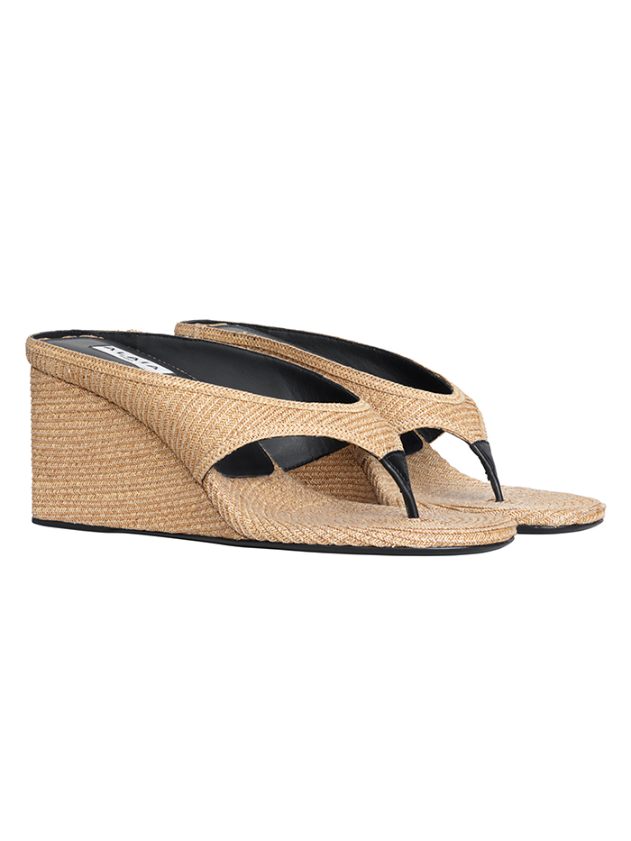 ALAÏA, Cube Raffia Thong Wedge Sandals