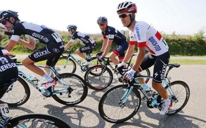 Polish champion Michal Kwiatkowski (Omega Pharma-Quickstep) in the bunch during the Amstel Gold Race