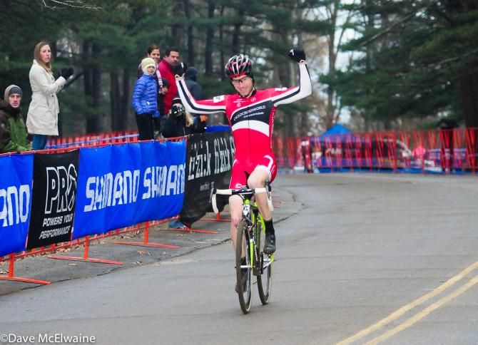 Shawn Milne (Cyclocrossworld.com) winning his first UCI cyclocross race.
