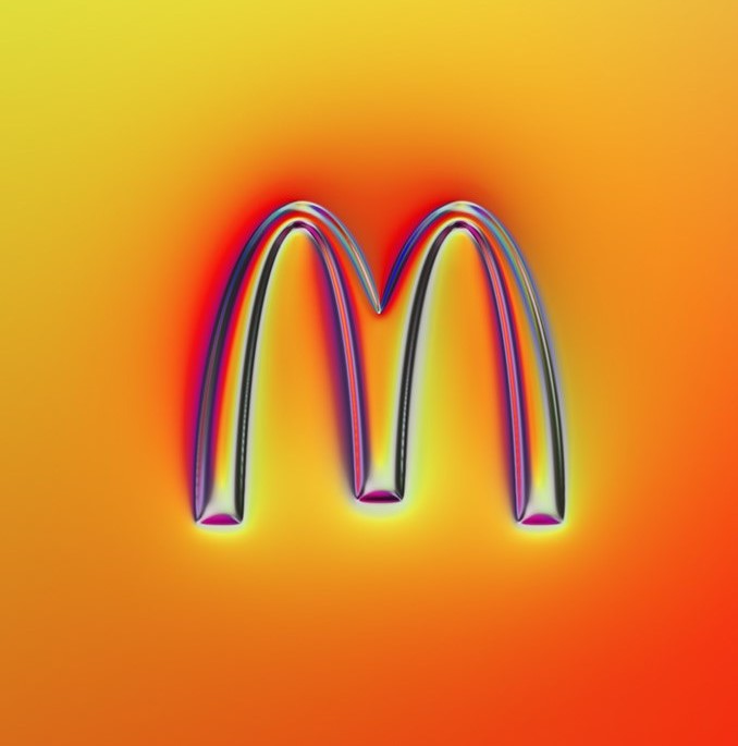 A chrome effect redesign of the McDonald's logo.