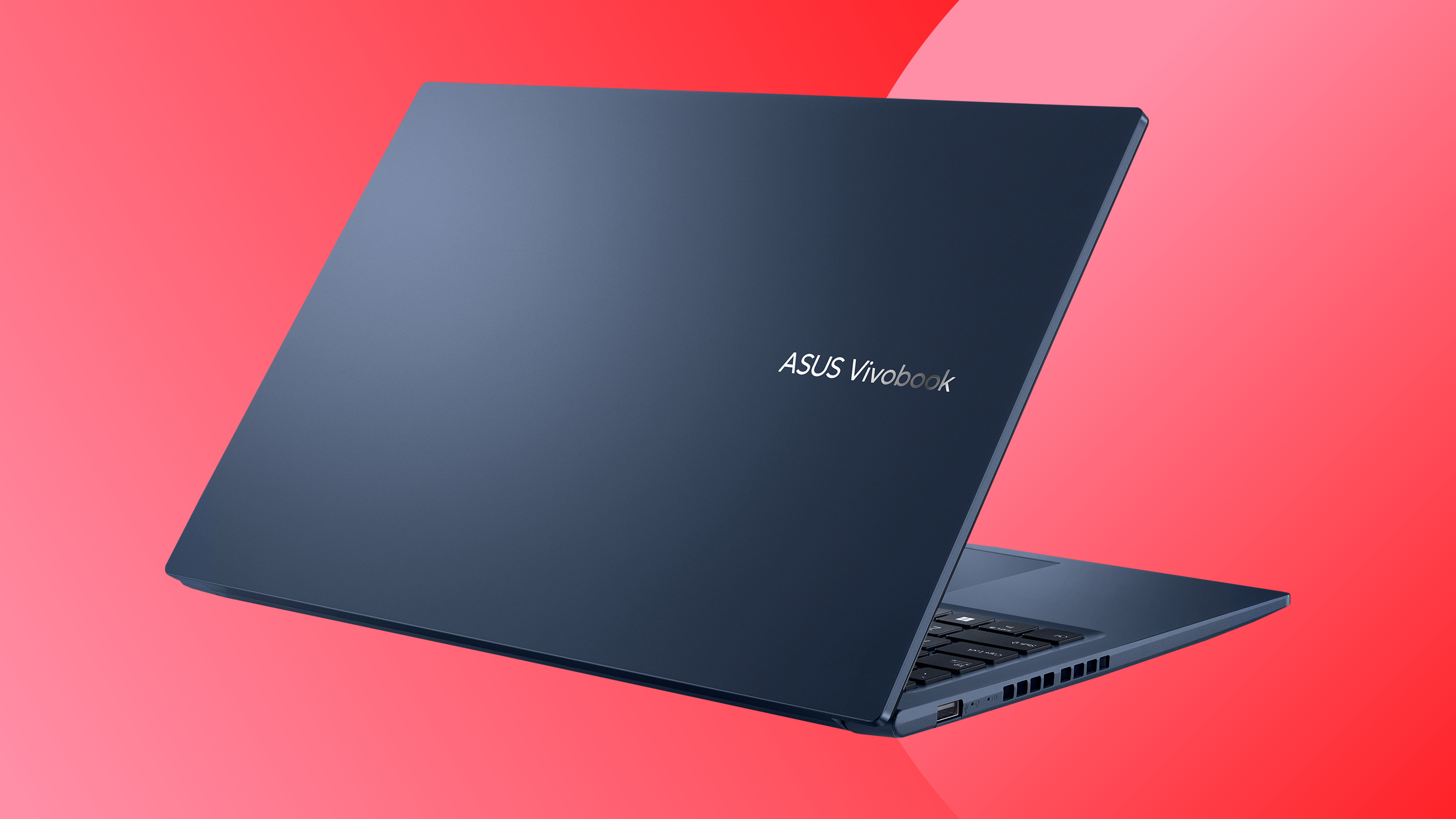 An ASUS Black Friday deals image with an ASUS Vivobook 15 on a red background