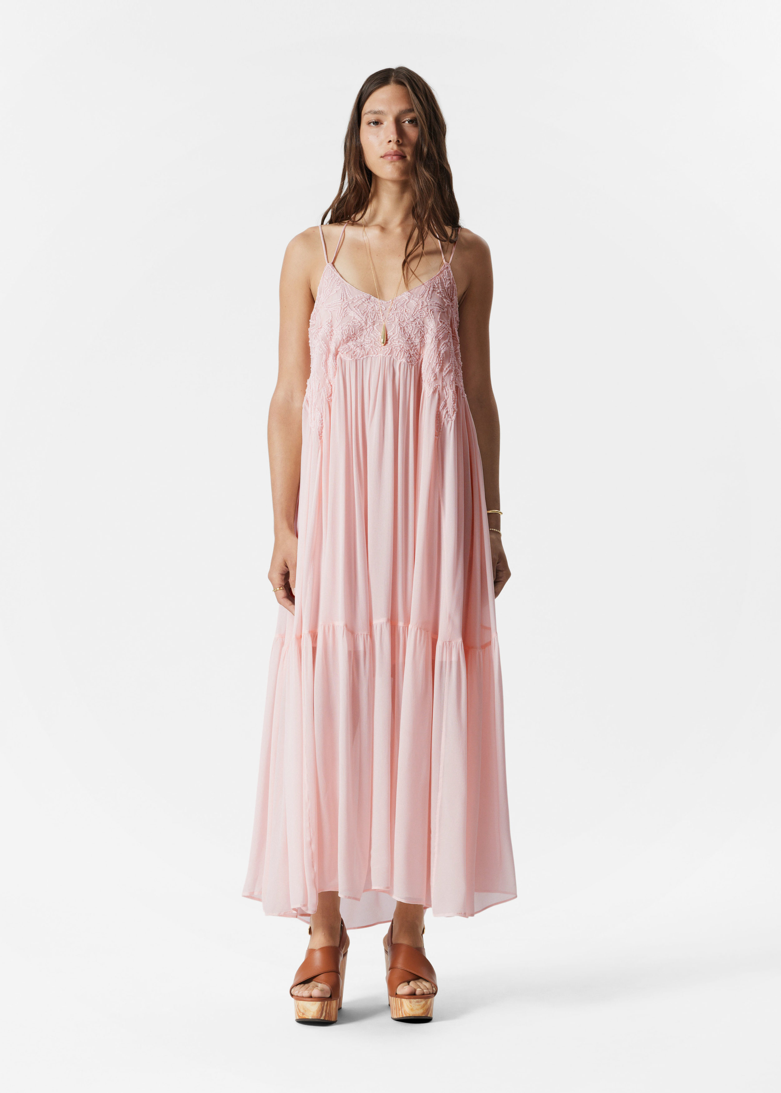 Strappy Embroidered Maxi Dress