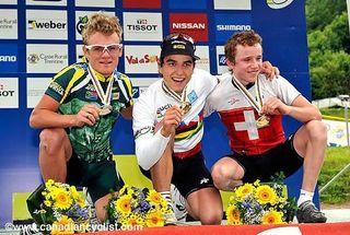 The U23 men's XC podium: