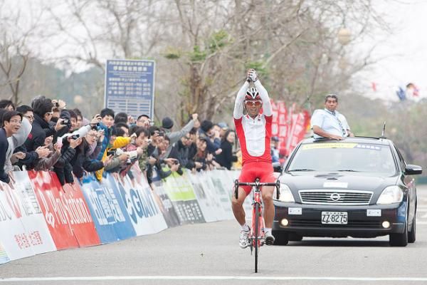 Shinichi Fukushima is first over the finish line