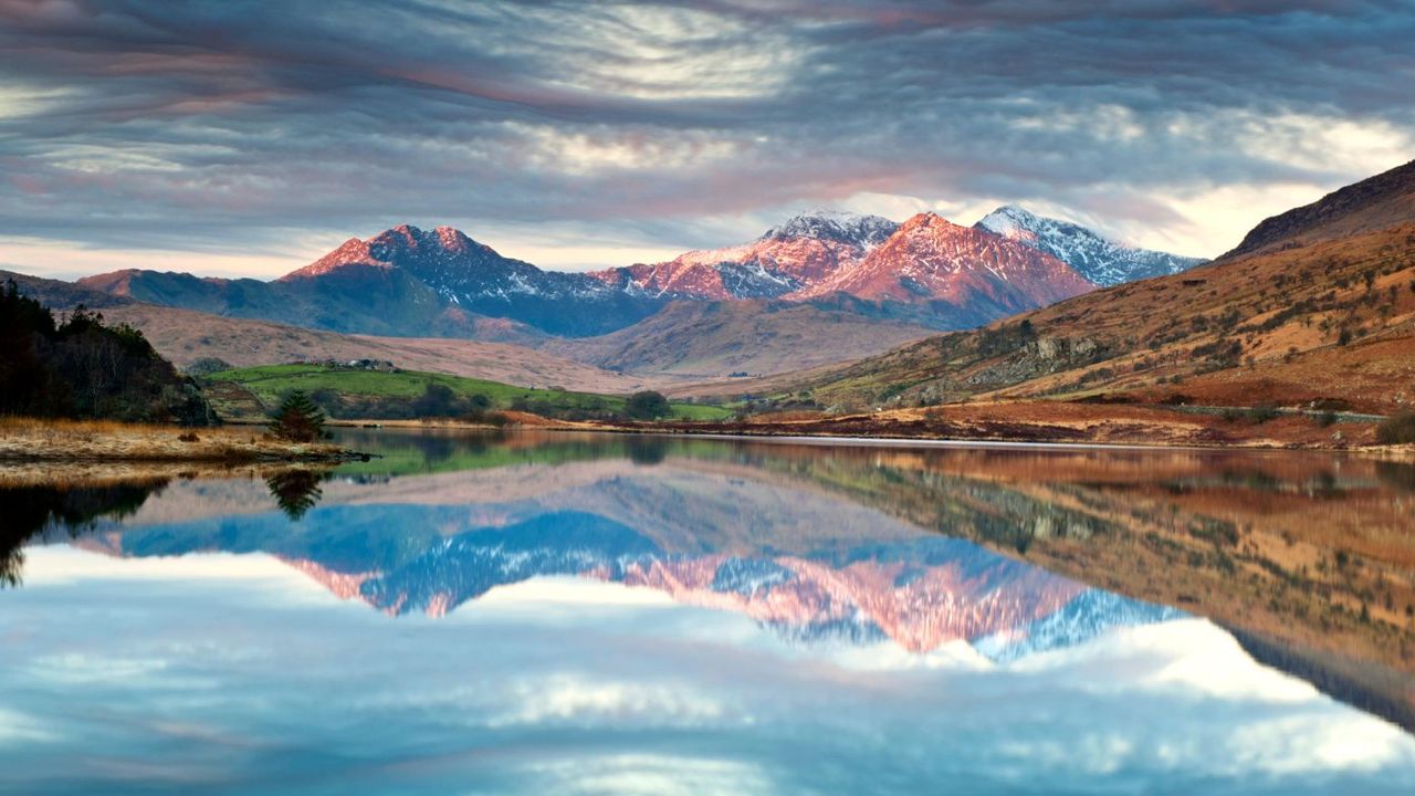 Llynnau Mymbyr, Mount Snowdon and the Snowdon range from Capel Curig 