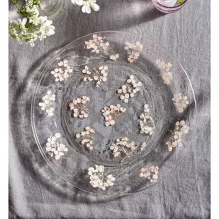 Pressed Floral Glass Charger Plate