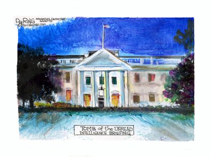 Political Cartoon U.S. Trump White House Russia bounty briefing