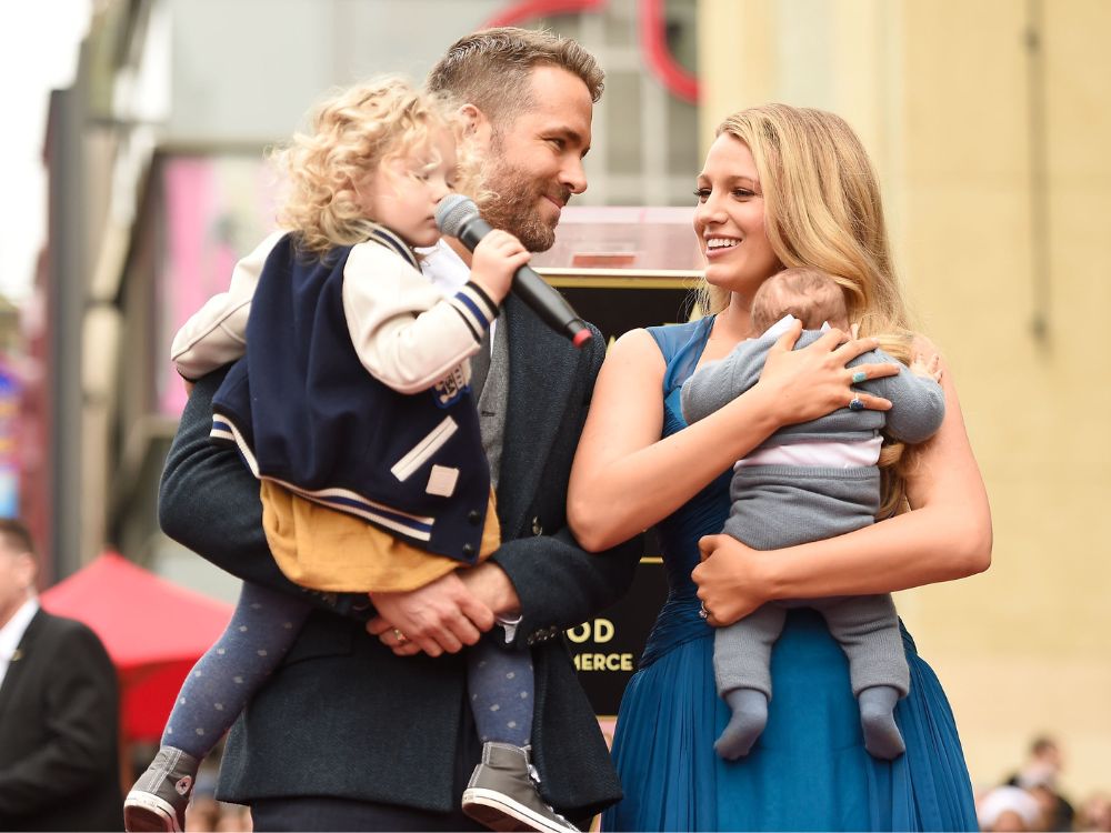 Blake Lively and Ryan Reynolds attend his Hollywood Walk of Fame ceremony with daughters James and Inez