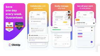 Screenshots of the ClickUp app from the Apple App Store