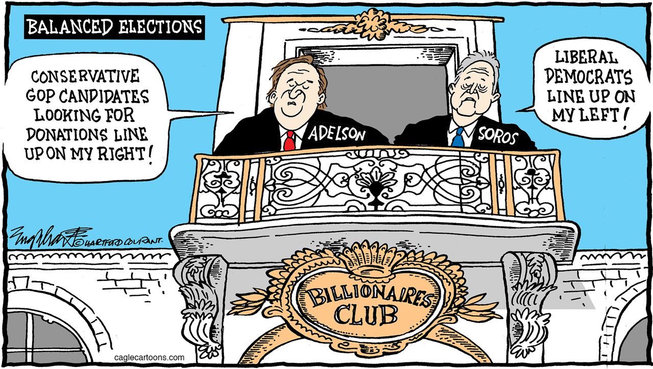 Political cartoon U.S. Super Donors