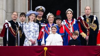 Prince Edward, Duke of Edinburgh, James, Earl of Wessex, Lady Louise Windsor, Vice Admiral Sir Timothy Laurence, Sophie, Duchess of Edinburgh, Princess Charlotte of Wales, Anne, Princess Royal, Catherine, Princess of Wales, Prince Louis of Wales, Prince William, Prince of Wales on the Buckingham Palace balcony