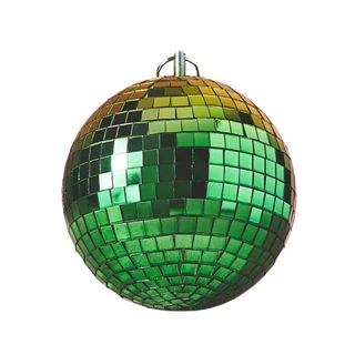 A green Christmas tree disco ornament