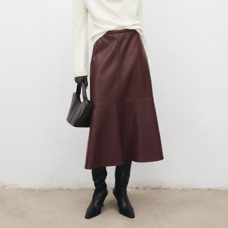 Mango , Leather-effect Midi-Skirt