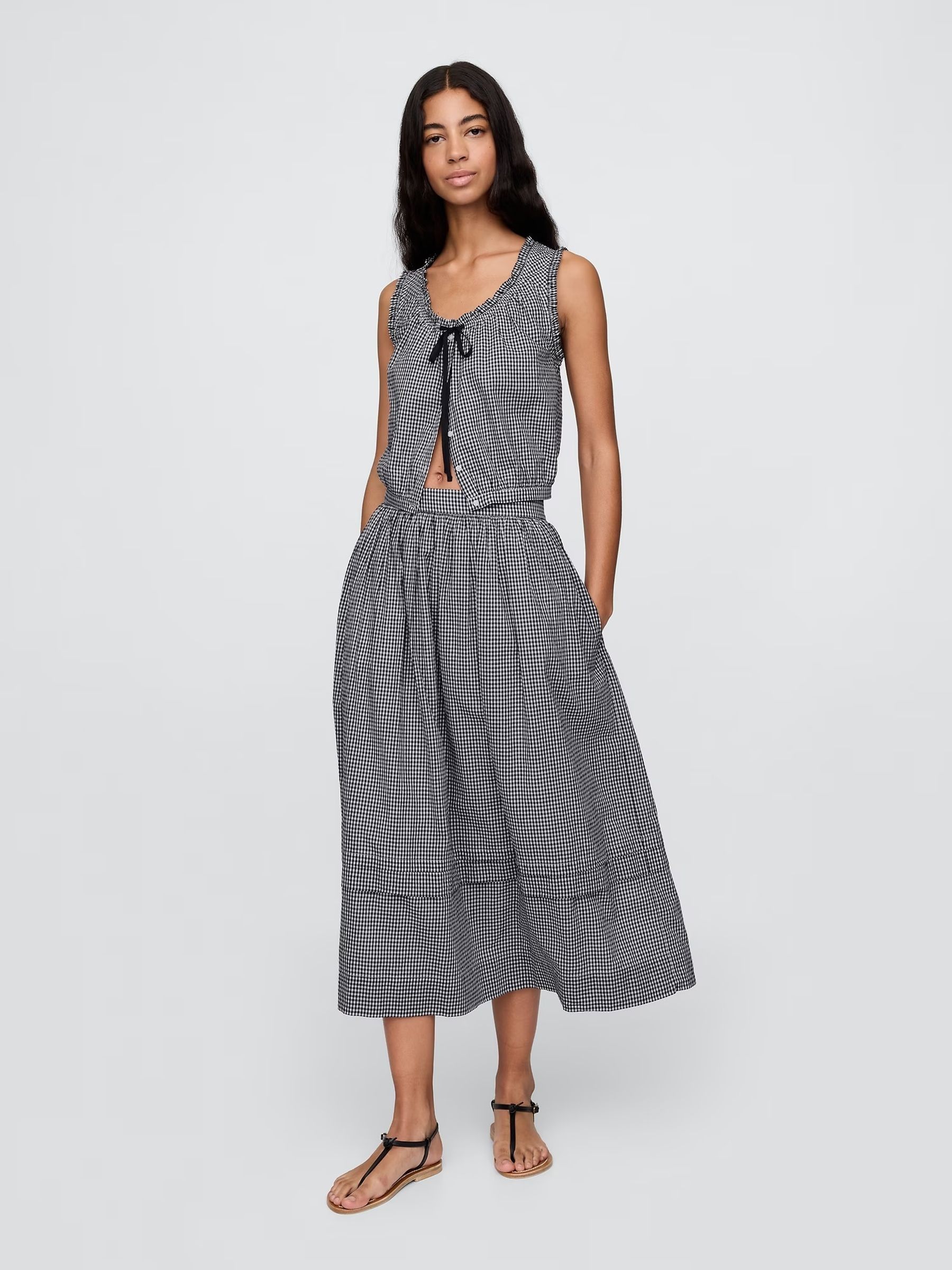 Blue DÔen Gingham Maxi Skirt