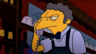 Moe answering a prank call on The Simpsons