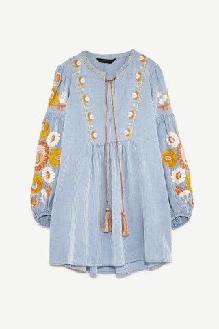 Zara embroidered mini dress