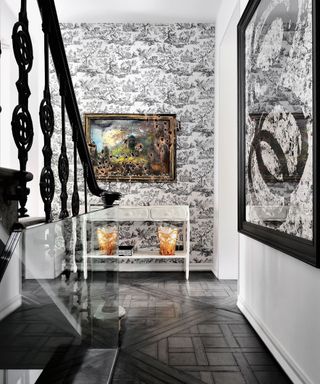 Modern hallway wallpaper ideas with black and white scheme