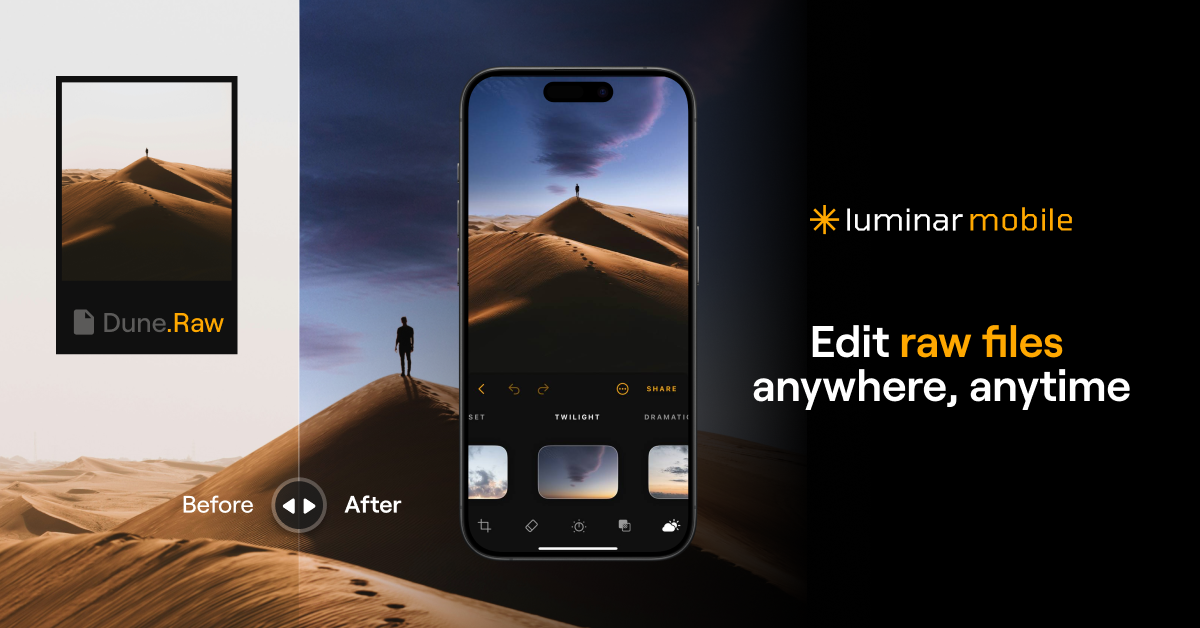 Images of Luminar Photo Editor in action