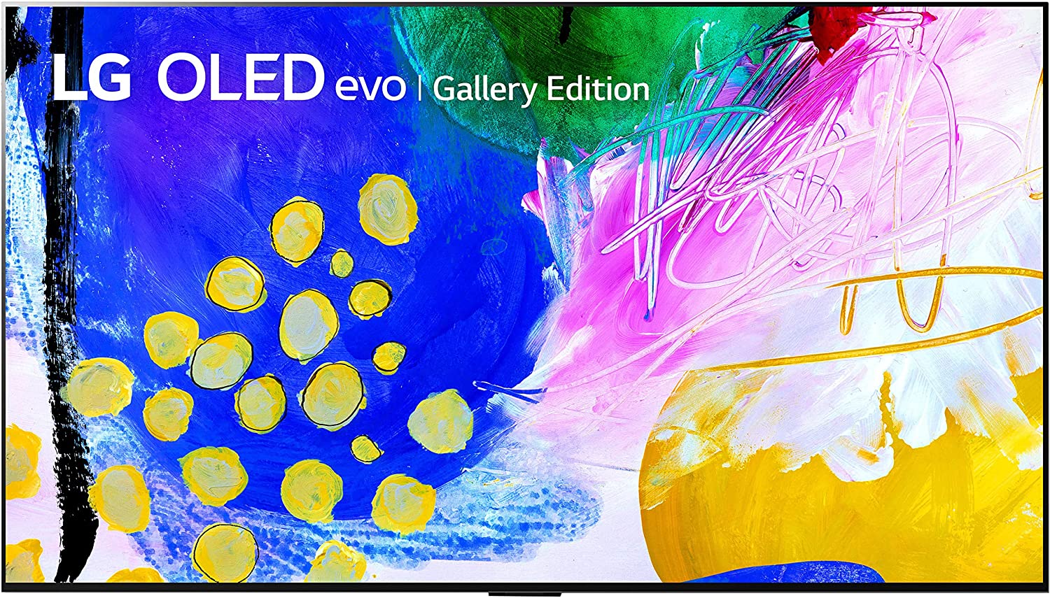 LG G2 OLED TV gallery showing colorful artwork
