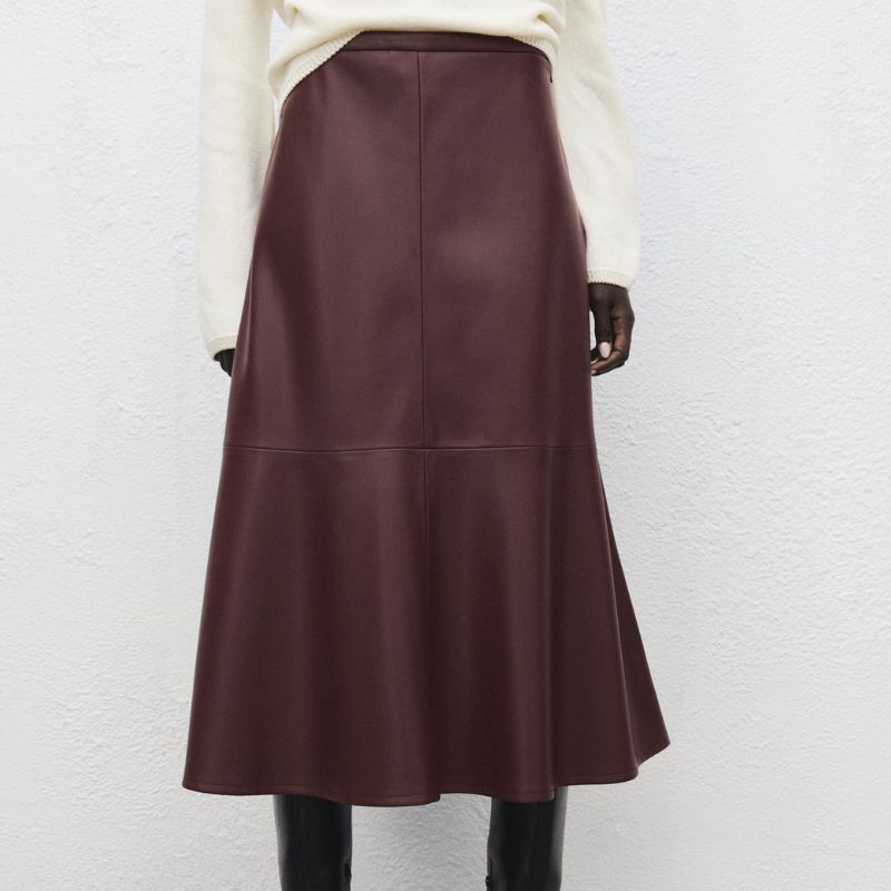 Mango , Leather-Effect Midi-Skirt
