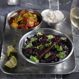 Beetroot and Coconut Curry with Marinated Paneer