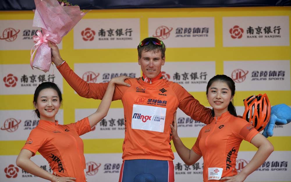 Oleksandr Golovash (Minsk Cycling Club) in the leader's jersey