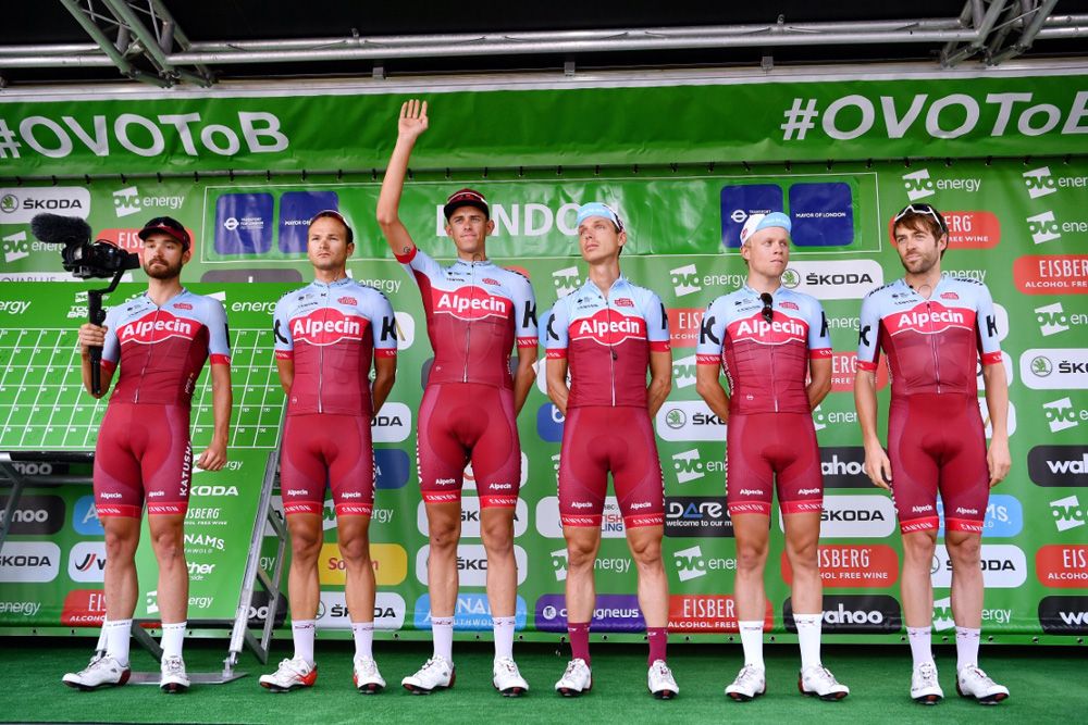 Katusha-Alpecin on the start podium