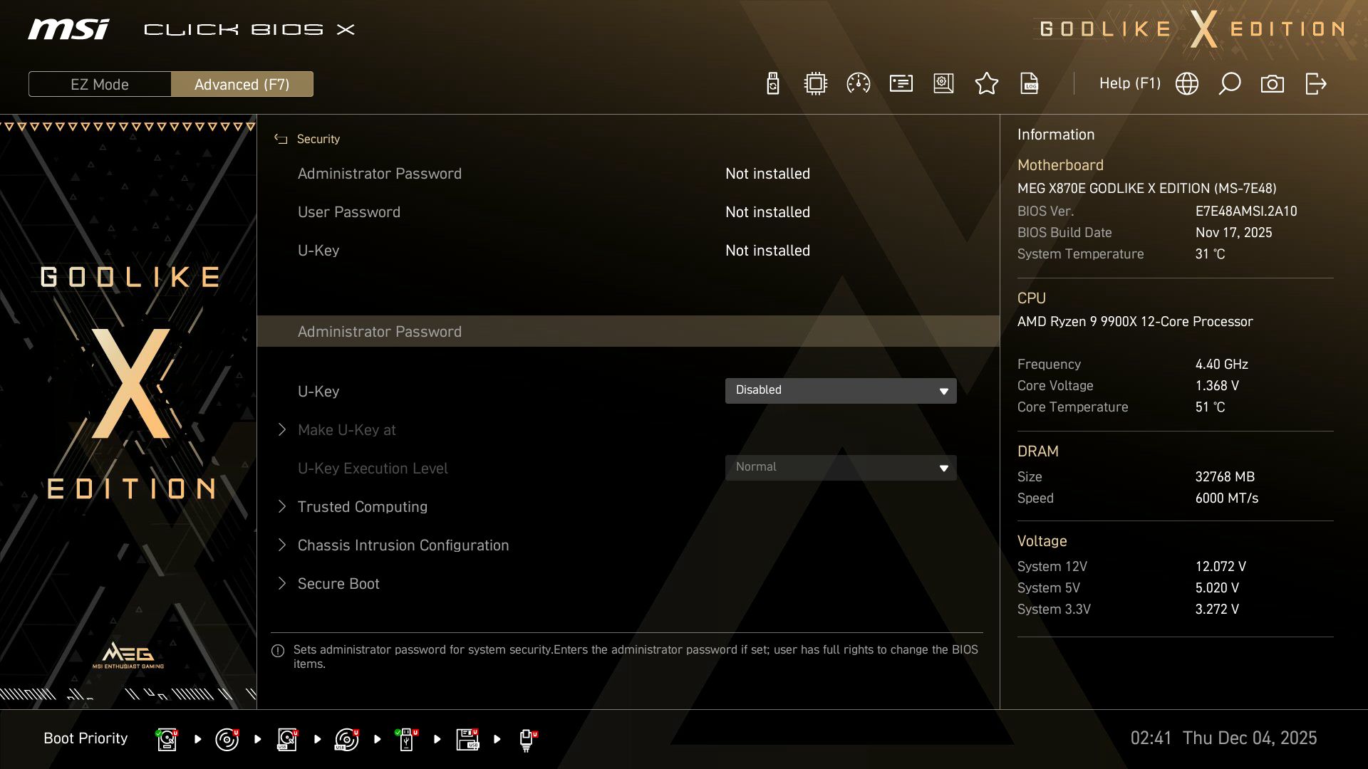 MSI X870E Godlike X - BIOS