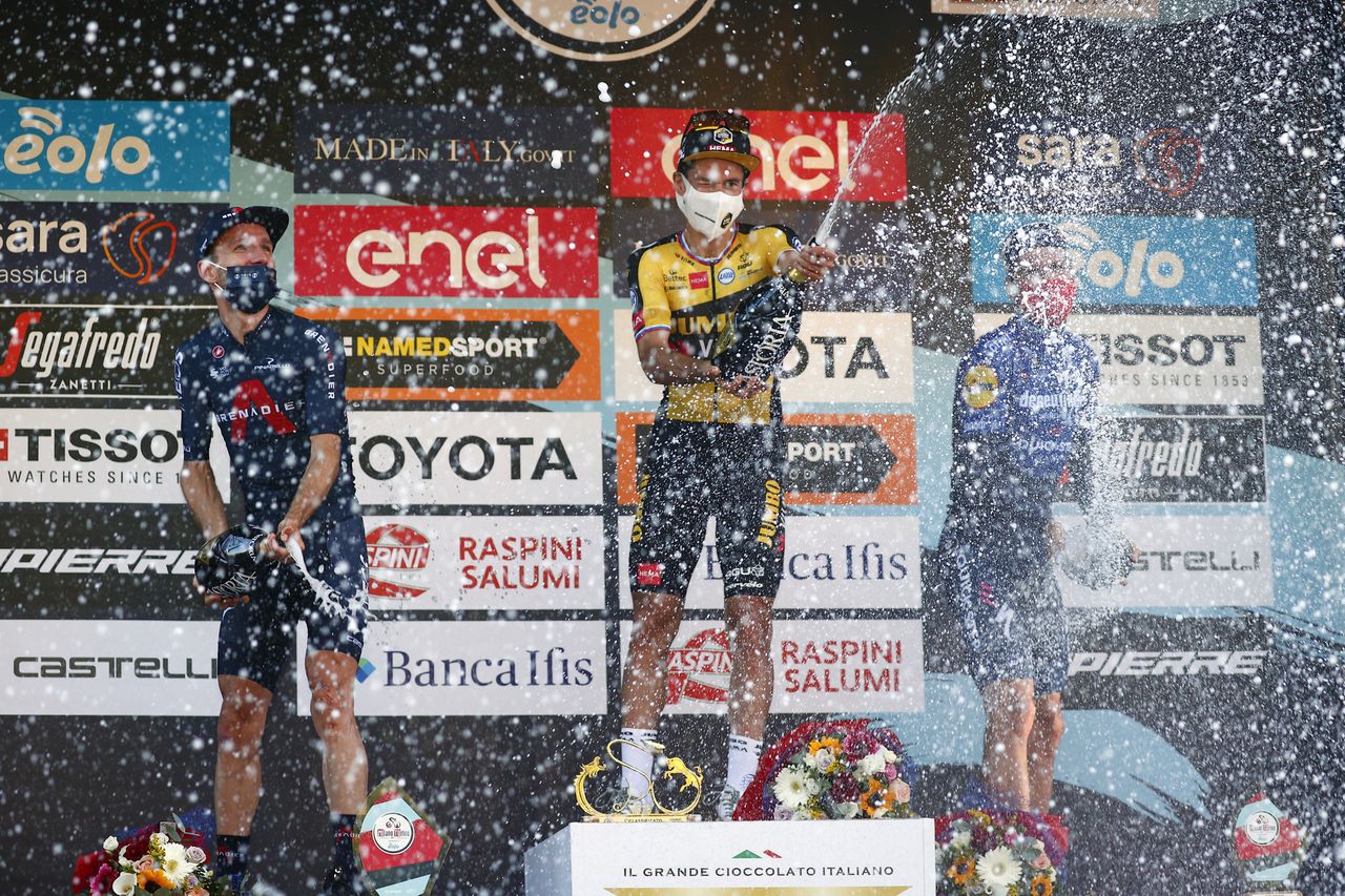 Milano Torino 2021 102nd Edition Magenta Torino Superga 190 km 06102021 Adam Yates GBR Ineos Grenadiers Primoz Roglic SLO Jumbo Visma Joao Almeida POR Deceuninck QuickStep photo Luca BettiniBettiniPhoto2021