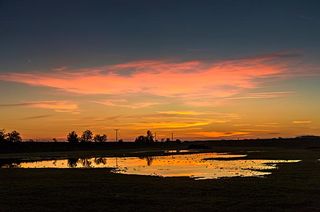 Flooded field at sunset, Lincolnshire Fens, Donna Nook