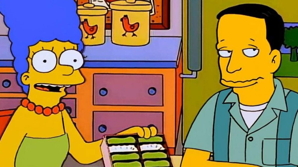 Marge and John in the episode &quot;Homer&#039;s Phobia&quot;