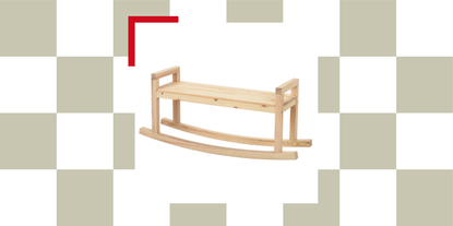 IKEA PS collection rocking bench with two dogs on it 