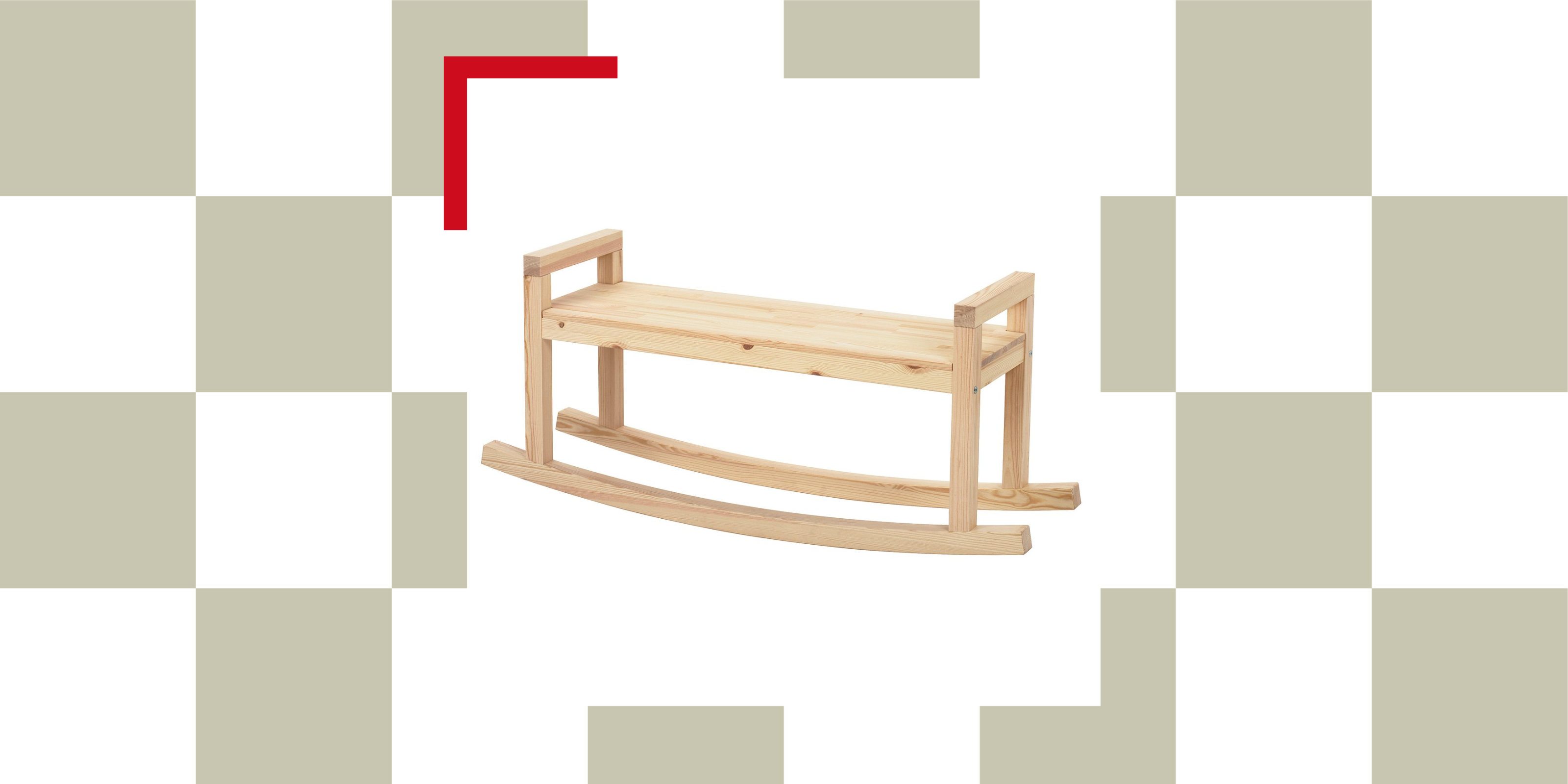 IKEA PS collection rocking bench with two dogs on it 