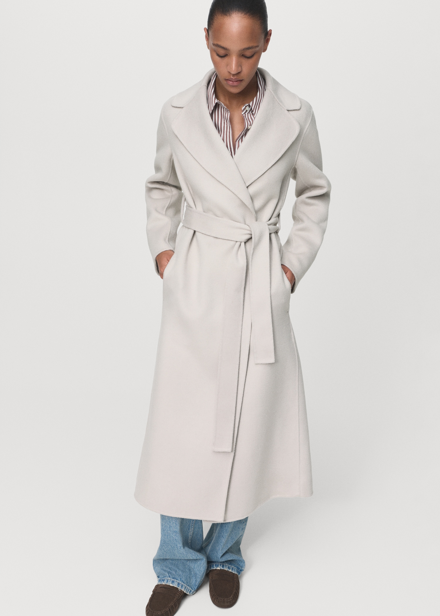 Wool Coat With Handmade Belt - Women | Mango United Kingdom