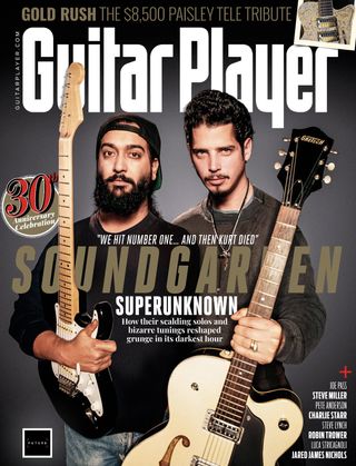 Kim Thayil (left) and Chris Cornell pictured on the cover of Guitar Player's March 2024 issue