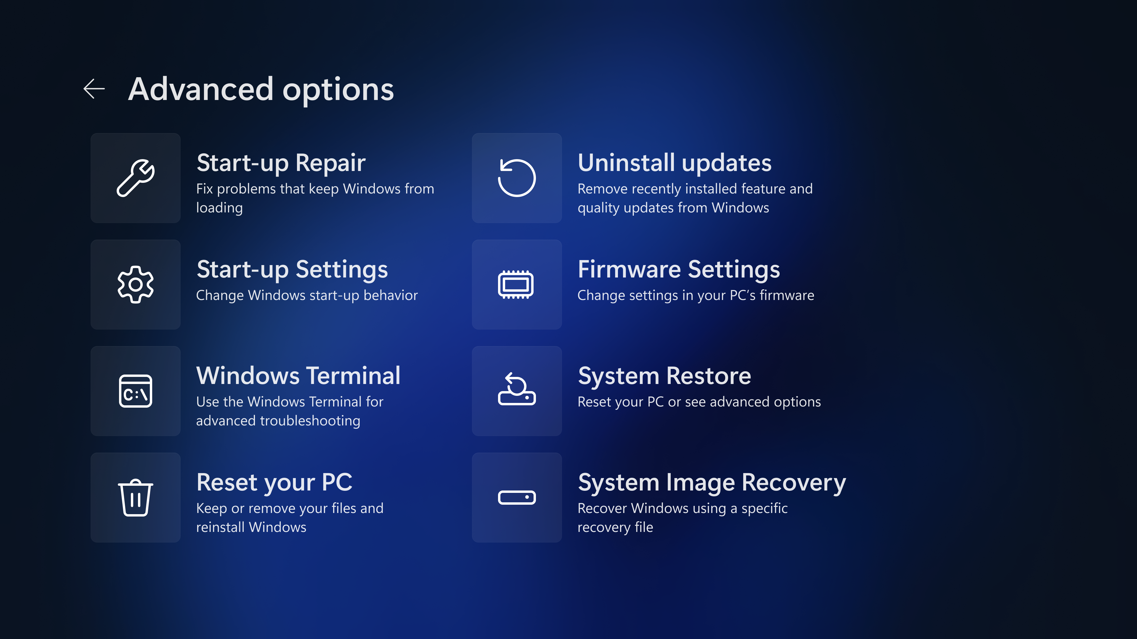 Windows Recovery Environment concept