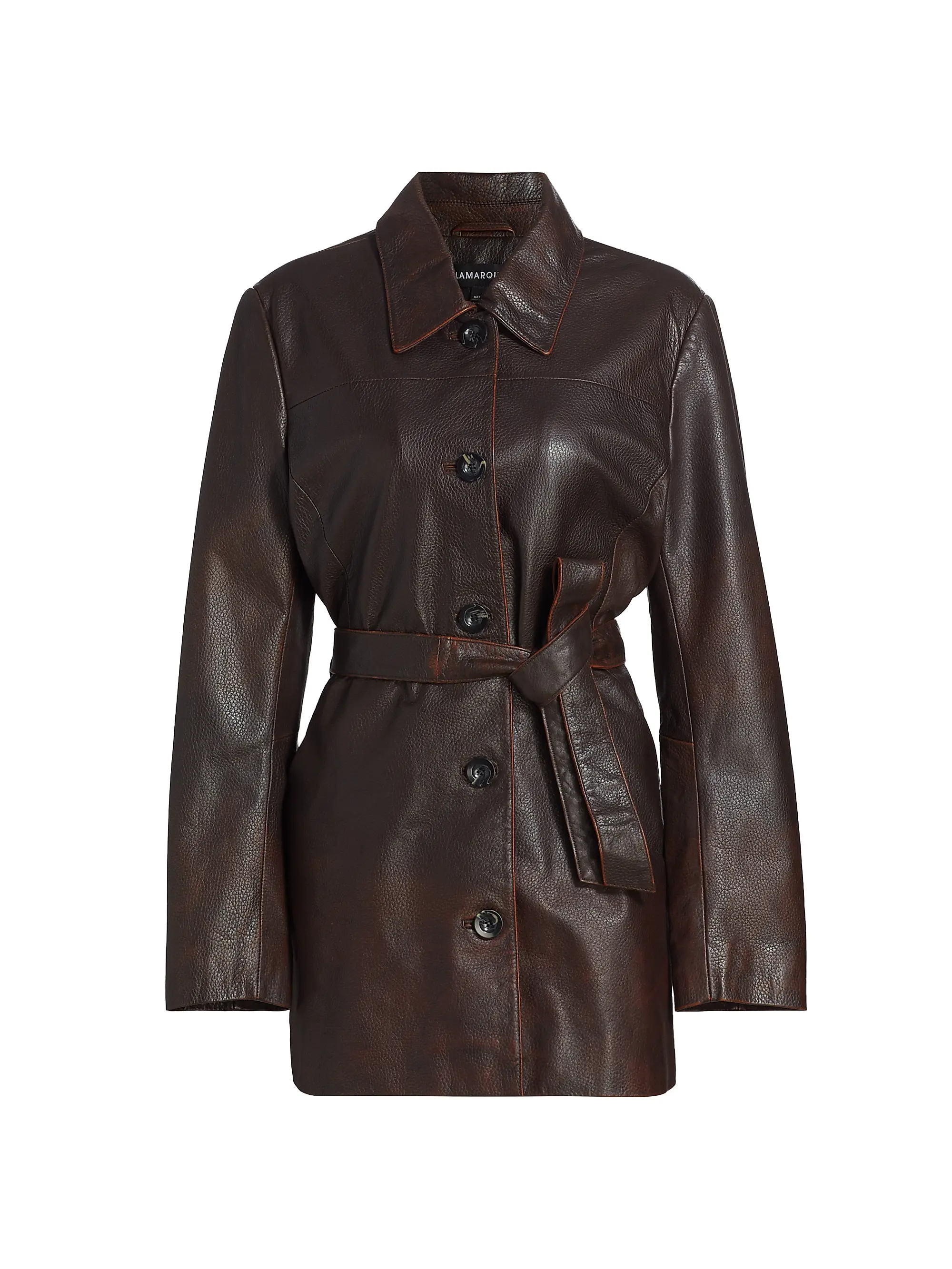 Marlowe Leather Belted Coat