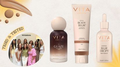 three Vita Liberata products next to a team photo with a 'tried & tested' badge