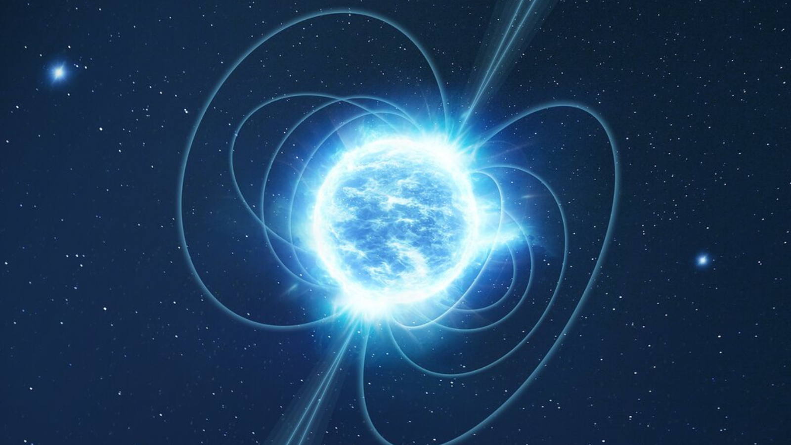 An illustration of a highly magnetic neutron star or a magnetar