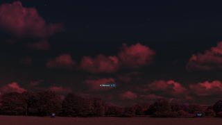 This sky map from Starry Night Software shows the location of Mercury in the west northwestern sky about 40 minutes after sunset in New York City on April 16, 2022. It is low on the horizon, so you will need an unobstructed view to see it.