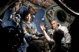 Sandra Bullock, George Clooney and Director Alfonso Cuarón 