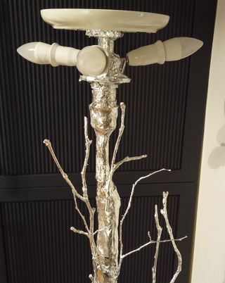 tree lamp base with foil covering and bulbs