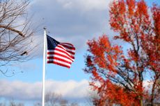 An American flag waves on November 18, 2023 in Earlysville, Virginia