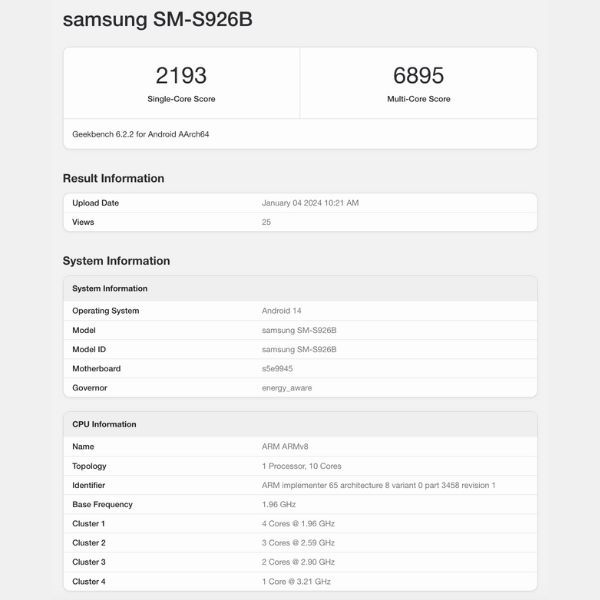 Galaxy S24 series benchmarks