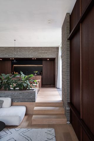 belgian brick bungalow interior living space