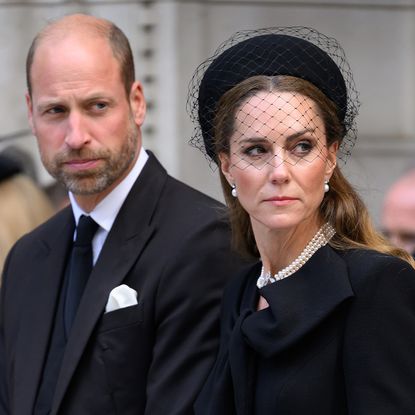 LONDON, ENGLAND - SEPTEMBER 16: Prince William, Prince of Wales, Catherine, Princess of Wales and Prince Andrew, Duke of York depart after the Requiem Mass service for the Duchess of Kent at Westminster Cathedral on September 16, 2025 in London, England. Katharine, Duchess of Kent was married to Prince Edward, Duke of Kent, the first cousin of Queen Elizabeth II. She died on September 4 at the age of 92 at Kensington Palace surrounded by her family. Having converted to Catholicism in 1994, her funeral takes place at Westminster Cathedral and is the first Catholic funeral to be held for a member of the royal family in modern British history. Her Royal Highness will be laid to rest at the Royal Burial Ground at Frogmore, Windsor. (Photo by Karwai Tang/WireImage)