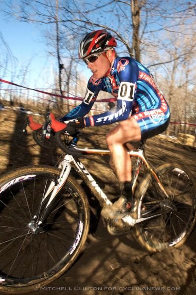 US champion Katie Compton on her way to the win in Boulder.