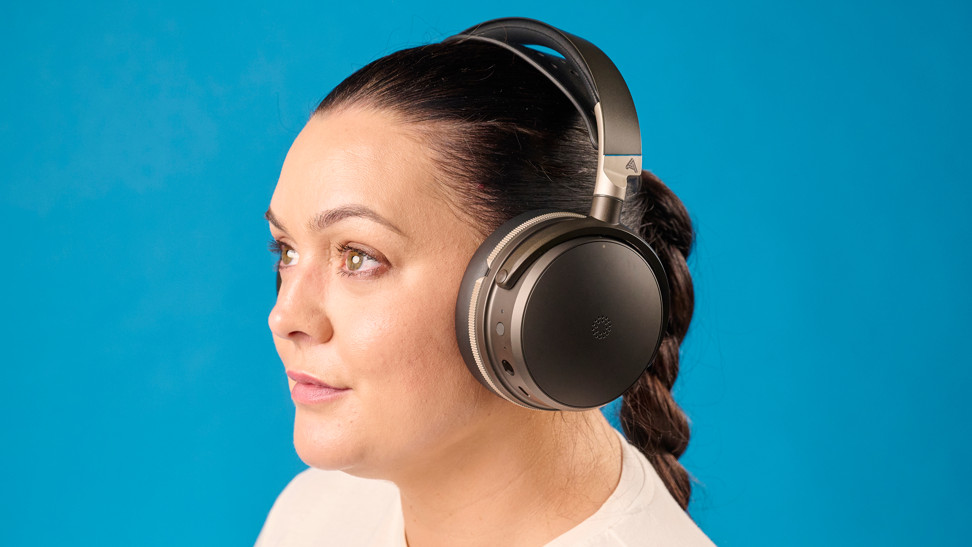 The Audeze Maxwell 2 ANC being worn on a person's head