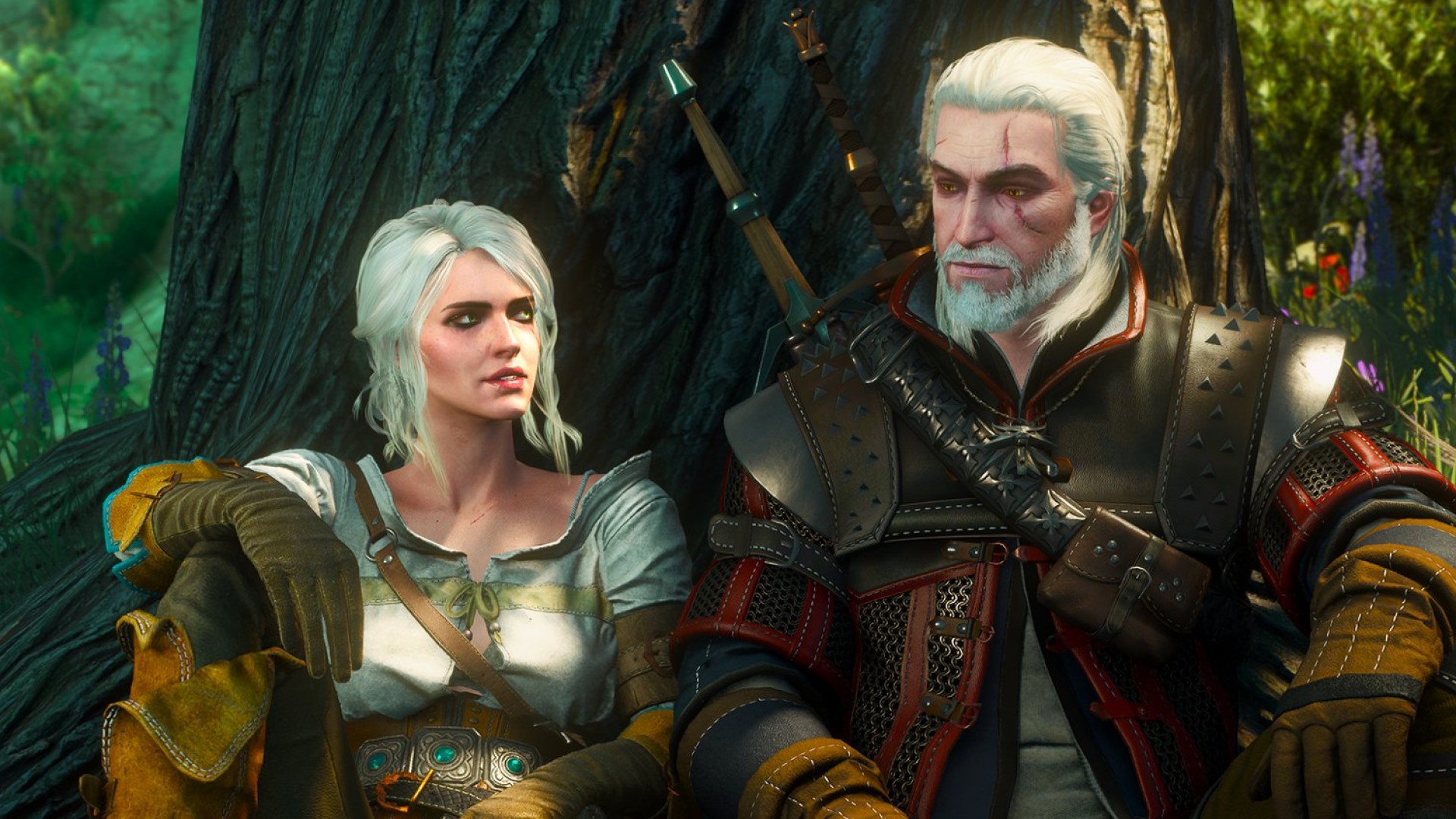 The Witcher 3 Ciri ve Geralt oturuyor